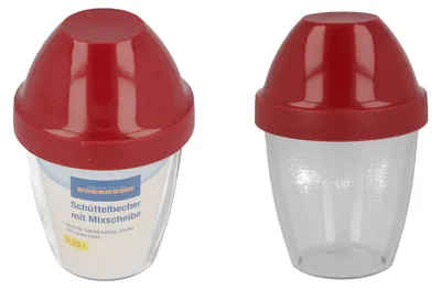 Produktbild von Schüttelbecher Mix-Ei 0,25l EUROHOME® – aus Kunststoff, 8,5x8,5x13cm – EUROHOME® Schüttelbecher Mix-Ei mit integrierter Mixscheibe