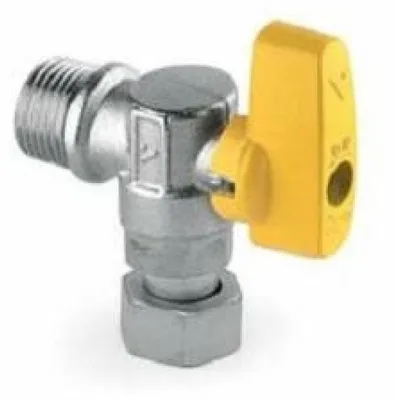 Image de robinet de gaz à bride avec raccord pour chauffe-eau, filetage 1/2" x 3/4"