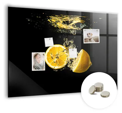 Produktbild von Dekorative Magnettafel 100x70 cm - Magnetwand - für Fotos, Karten und Notizen - Fotowand - Memoboard - Magnetpinnwand - Wanddekoration - Zitronen