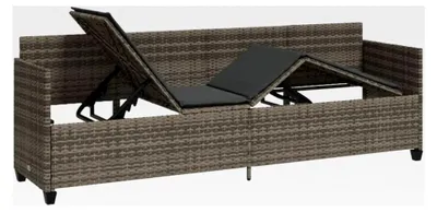 Produktbild von Gartensofa mit Liegefunktion aus Rattan, 3-Sitzer für Balkon und Garten, verstellbare Liegefläche