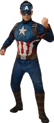 A person wearing a Captain America costume.