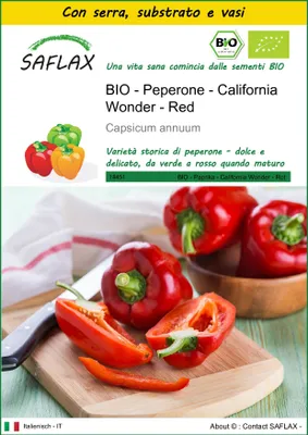 Immagine prodotto di SAFLAX Insieme di coltivazione -- Peperone - California Wonder - Red - 20 semi - Capsicum