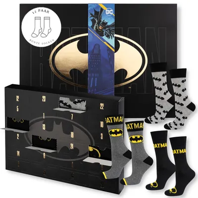 Produktbild von Adventskalender sockenBATMAN 12 Paar Herrensocken Größe 40-45 von SOXO - Geschenke für Männer zu Weihnachten