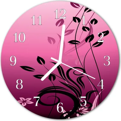 Produktbild von Glasuhr Wanduhr Küchenuhr Echt-Glas 30fi cm Blumen Kunst violett