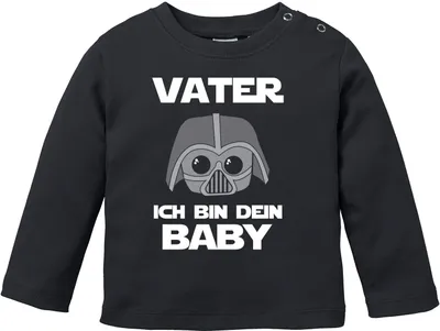 Produktbild von Baby Langarmshirt Vater ich bin dein Baby Bio Baumwolle Babyshirt Jungen Mädchen lustig Spruch Nerd Longsleeve Shirt Moonworks® schwarz 92/98 (16-24-Monate)