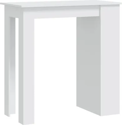 A white bar table with a shelf is shown against a white background.