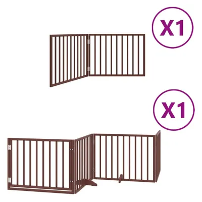 Image de Barrière pour chien avec porte pliable 6 panneaux bois peuplier