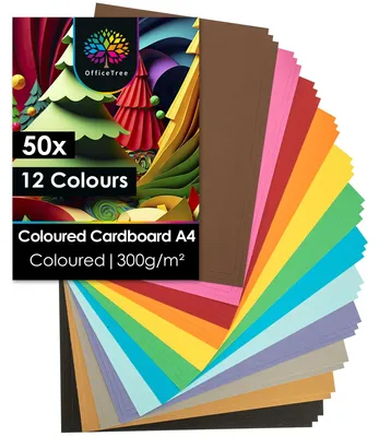 Productafbeelding van 50 x Gekleurd Papier A4 - 300g - 12 Kleuren