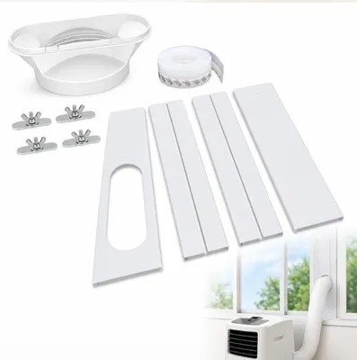 Produktbild von Mobile Klimaanlage Fensterdichtung Set 4er, 43–140cm flexibel, ohne Bohren Installation, passend für Abluftsysteme, Fenster und Mietwohnungen