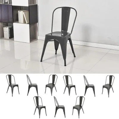 Produktbild von 8er Set Esszimmerstuhl Küchenstuhl aus Metall Bistrostuhl Barstuhl für Küche Wohnzimmer Grau