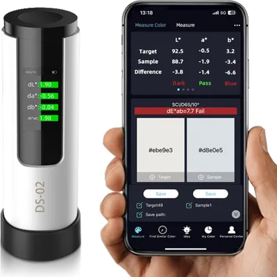 Obrázek produktu pro Přenosný kolorimetr, digitální kapesní kolorimetr D/8 SCI, měřící konstrukce 8 mm osvětlovací clona, rychlé měření, 1,14" IPS plnobarevný displej, podpora aplikací a počítačového softwaru pro textil, povrchovou úpravu, kůži, hardware
