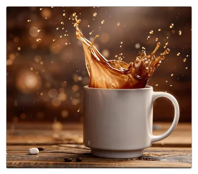 Produktbild von Spritzschutz Herdabdeckplatte Schneidebrett aus Glas Kaffee Spritzer 1-Teilig (60x52cm)