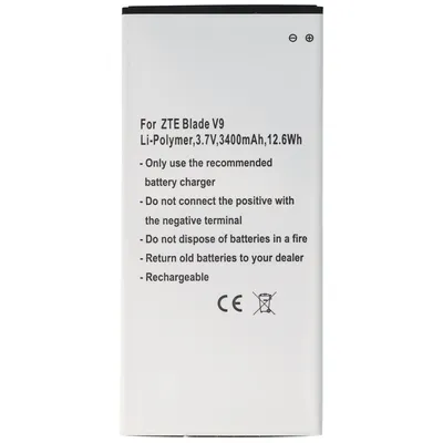 Zdjęcie produktu dla Bateria odpowiednia dla ZTE Blade V9, Li-Polymer, 3,7V, 3400mAh, 12,6Wh