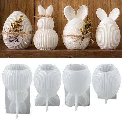 Produktbild von 4 Silikon-Ostereierformen, 3D-Osterhase, Silikon-3D-Kaninchenformen, Gießformen