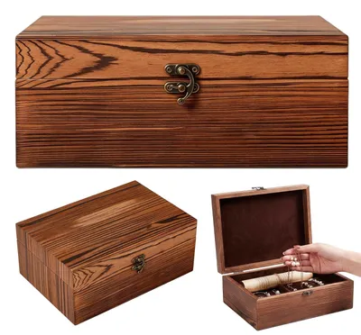 Productafbeelding van Vintage Houten Doos met Deksel voor Sieraden en Herinneringen