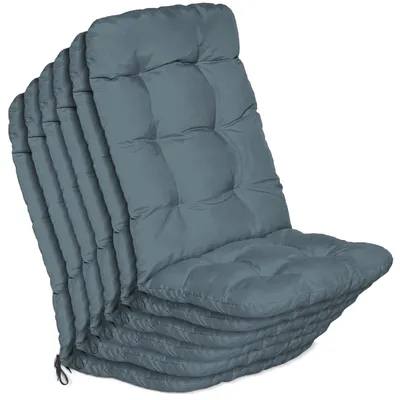 Produktbild von Beautissu 6er Set Hochlehner Auflagen Flair HL, 120x50x8cm, Taubenblau