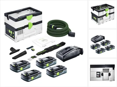 Produktbild von Festool CTLC SYS Akku Absaugmobil 36 V ( 2x 18 V ) Staubkl. L + 4x Akku 4,0 Ah + Ladegerät