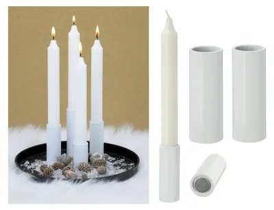 Productafbeelding van Novaliv 2-delige set kaarsenstandaards voor stompkaarsen, magnetisch, voor tafelkaarsen, WIT, 2,8x7,5 cm. Kaarsenhouder voor adventskrans, kaarsenhouder, kaarsenkoker, kerstdecoratie, Scandinavische stijl