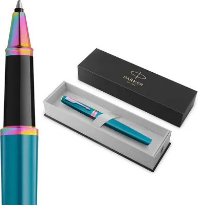 Productafbeelding van Parker Meridian Rollerball Pen - Teal lak met regenboogaccenten - Fijne penpunt - Handschriftpennen & schrijfwaren