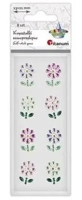 Obrázek produktu pro Samolepicí krystálky – květiny, 13 x 21 mm, mix, 8 ks – Titanum