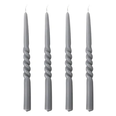 Image de Bougie Bloomingville Twist, couleur gris, en paraffine, lot de 4