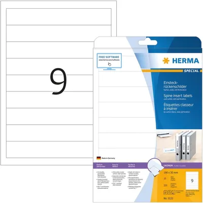 Produktbild von HERMA - Einsteckkarte 5122 schmal 30x190mm weiß 25 Blatt | 32 Stück