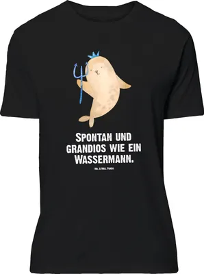 Produktbild von Mr. & Mrs. Panda Größe XL T-Shirt Sternzeichen Wassermann - Schwarz - Geschenk, Geburtstag Januar, Nix, Februar, mit Spruch, Meer, Shirt, Meermann, Tshirt