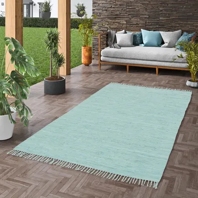 Produktbild von Baumwolle Natur Teppich Jolly Baumwolle Blau, Größe:160x230 cm