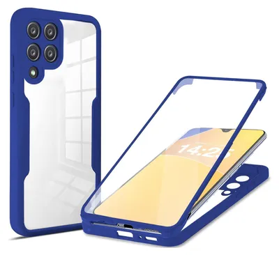 Produktbild von 360 Grad Rundum Schutz Handyhülle für Samsung Galaxy A12 Full Cover Vollschutz Case Farbe: Blau