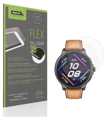 Produktbild von 2x Full Cover Schutzfolie matt für TAOLOON Smartwatch 1.43 Zoll Panzerfolie Anti-Shock