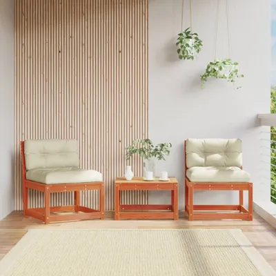 Produktbild von Design Gartensofas mit Kissen 2 Stk. Wachsbraun Massivholz Kiefer, Gartensofas 2024 Neu