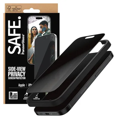 Produktbild von PanzerGlass SAFE. by ® 2-Way Privacy Displayschutz iPhone 17 | iPhone 16 Pro | Ultra-Wide Fit m. EasyAligner, Apple, Apple - iPhone 17, Apple - iPhone 16 Pro, Trockene Anwendung, Kratzresistent, Schockresistent, Transparent, 1 Stück(e)