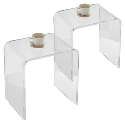 Image de Table d'appoint, lot de 2, dimensions 415 x 305 x 460 mm, forme en U, acrylique transparent