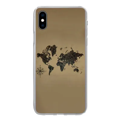 Produktbild von MuchoWow® Handyhülle Schutzhülle Hülle für iPhone Xs Weltkarte - Design - Vintage Silikon Softcase Handy Hülle - Handytasche