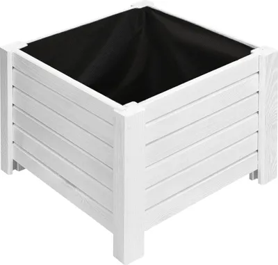 Immagine prodotto di KOTARBAU® Fioriera da Esterno in Legno di Pino 38 x 38 x 30 cm Bianco Vasi Rettangolari da Esterno Rialzata da Esterno con Tessuto Antierba