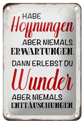 Produktbild von Blechschild Spruch 12x18cm habe Hoffnung Erwartungen Wunder