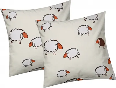 Produktbild von Baumwoll Renforcé Kissenbezug - 2er Set in 40x40cm - Süße Schafe Lämmer in Gelb und Weiß - Kopfkissen-Bezug, Kissenhülle, Dekokissenbezug aus 100% Baumwolle (99/3-40x40)