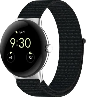Produktbild von Strap-it Weiches Nylonarmband - geeignet für Google Pixel Watch 1 / Pixel Watch 2 / Pixel Watch 3 - 41 mm (schwarz)