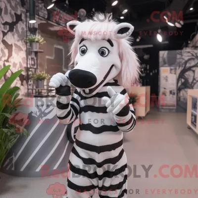 Produktbild von Weißes REDBROKOLY Zebra-Maskottchenkostüm mit Maxirock und Fäustlingen