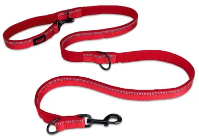 Produktbild von HALTI Multifunktionsleine Trainingsleine Neoprenpolsterung 3M Reflektorgewebe für kleine Hunde Rot