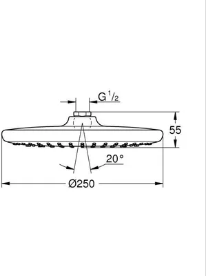 Obrázok produktu pre Kruhová sprchová hlavica - GROHE Vitalio Start 250 - 1 prúd - 250 mm - Chróm - Úspora vody - 26815000