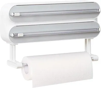 Immagine prodotto di Distributore di fogli di alluminio con lama a lunga durata, taglierina per fogli domestici migliorata con supporto magnetico per fogli di alluminio, bianco