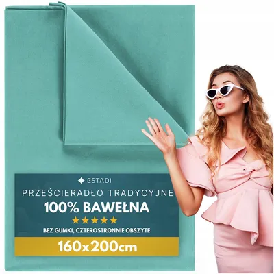 Produktbild von Estadi Bettlaken ohne Gummizug Baumwolle 160x200 cm Mint