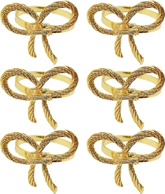 Produktbild von 6pcs einfache Bowknot -Serviettenringschnallenhalter Hochzeit Bankett Party Tischdekoration-Golden