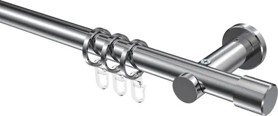 Produktbild von Interdeco Gardinenstange / Vorhangstange Chrom, Typ Platon Santo (Kappe), 20 mm Ø 1-läufig, 220 cm