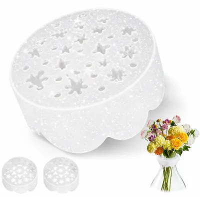 Produktbild von Blumensteckhilfe Silikon 3er Set, Blumensteckgitter für Vase, transparent, flexibel, wasserdicht für Floristik