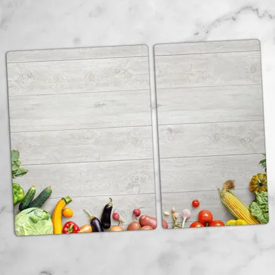 Produktbild von Glas-Herdabdeckplatten Glaskeramikkochfeld-Abdeckung Spritzschutz Glas 70x52 cm Gemüse