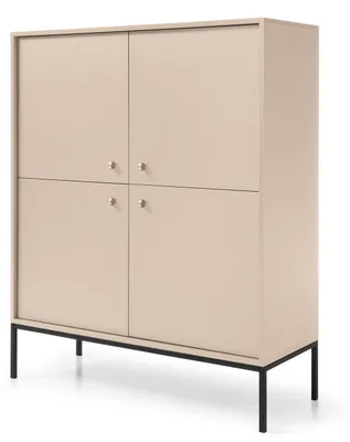 Immagine prodotto di Comò a quattro ante, beige, maniglie nere, 104 x 39 x 126 cm
