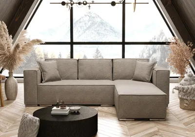 Produktbild von AX LIVING Beige Ecksofa mit Schlaffunktion Vinoria L-Form 255 cm Rechts
