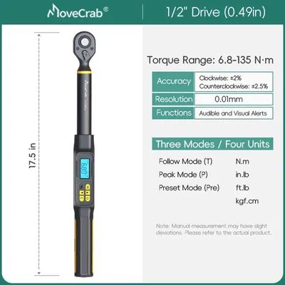 Produktbild von Digitale Drehmomentschlüssel, hochpräzise Messung, ergonomisches Design, 6.8-135NM